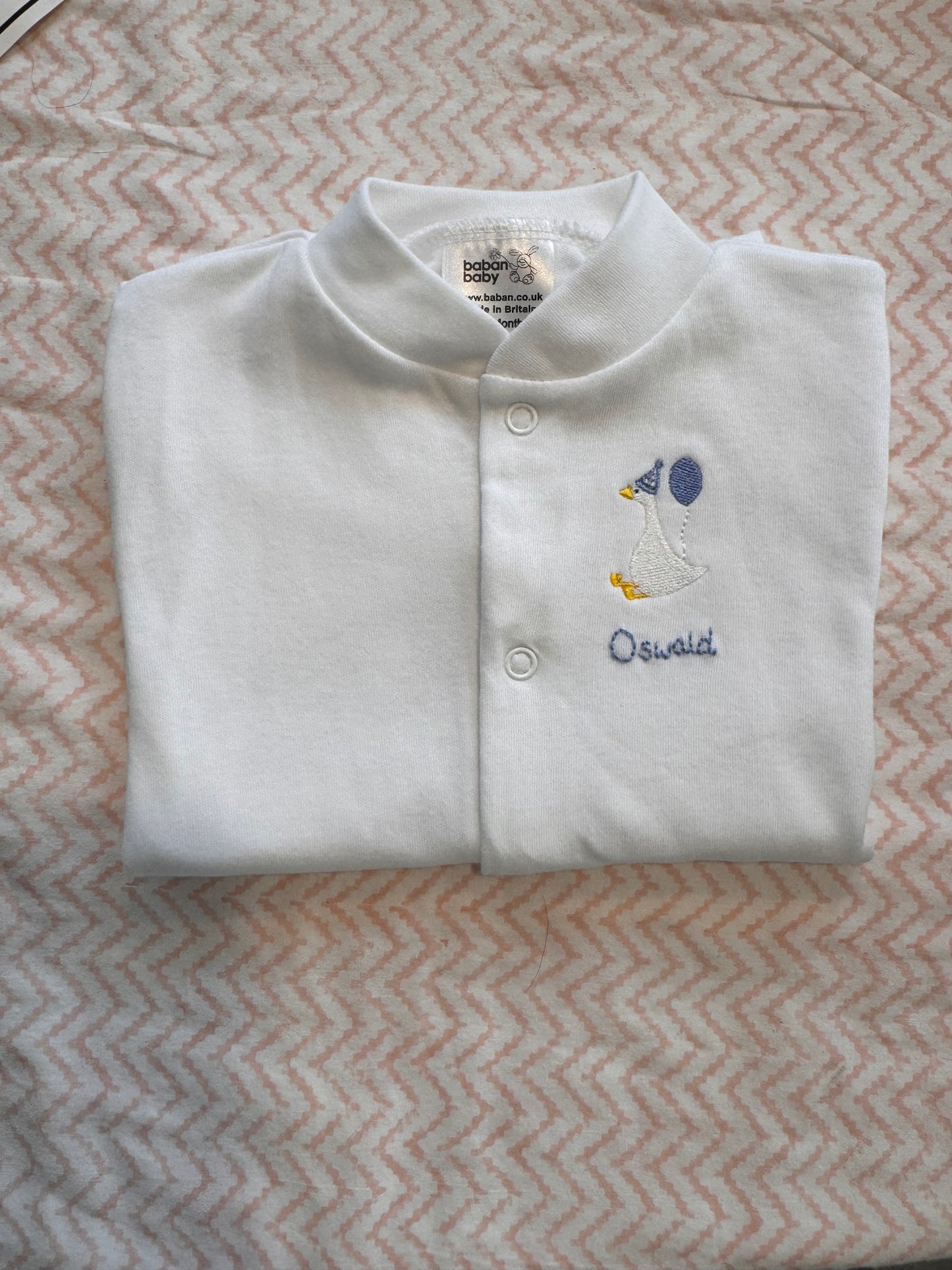Embroidered Personalised Cotton Babygrow & Hat