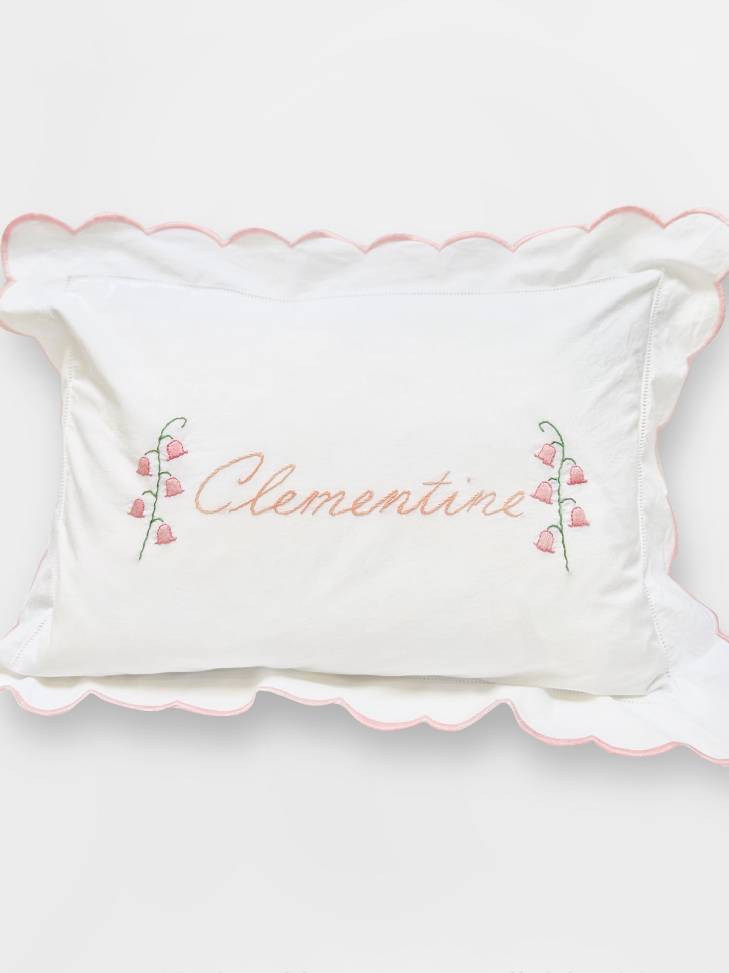 Hand Embroidered Baby Scalloped Pillowcase