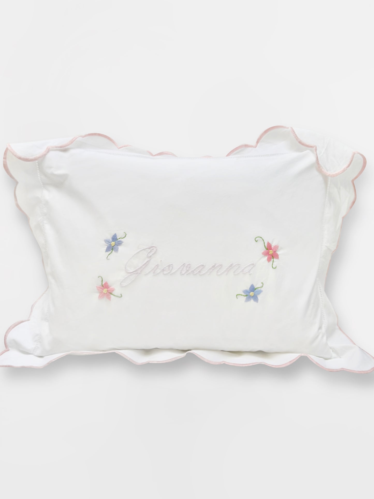 Hand Embroidered Baby Scalloped Pillowcase