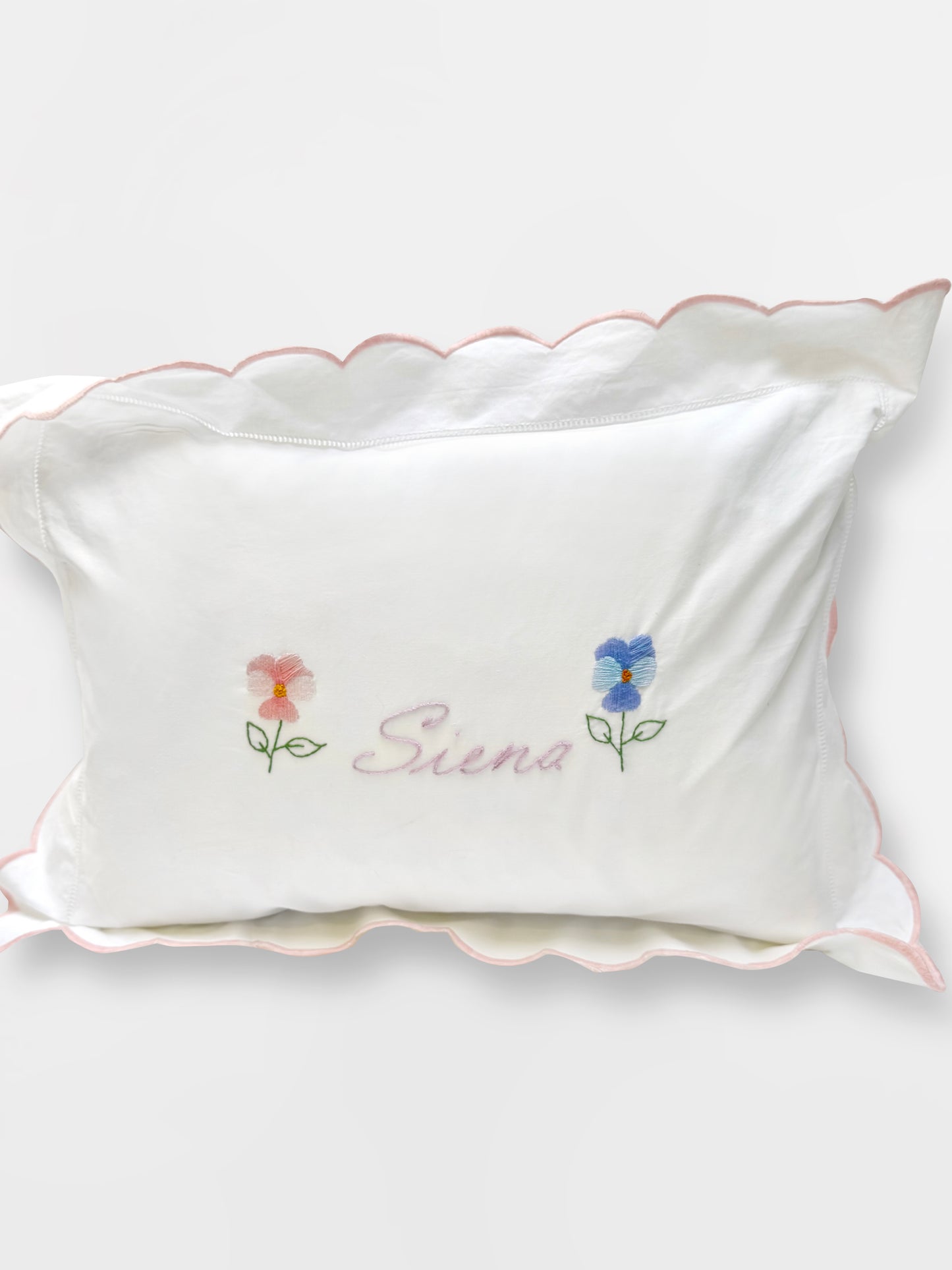 Hand Embroidered Baby Scalloped Pillowcase
