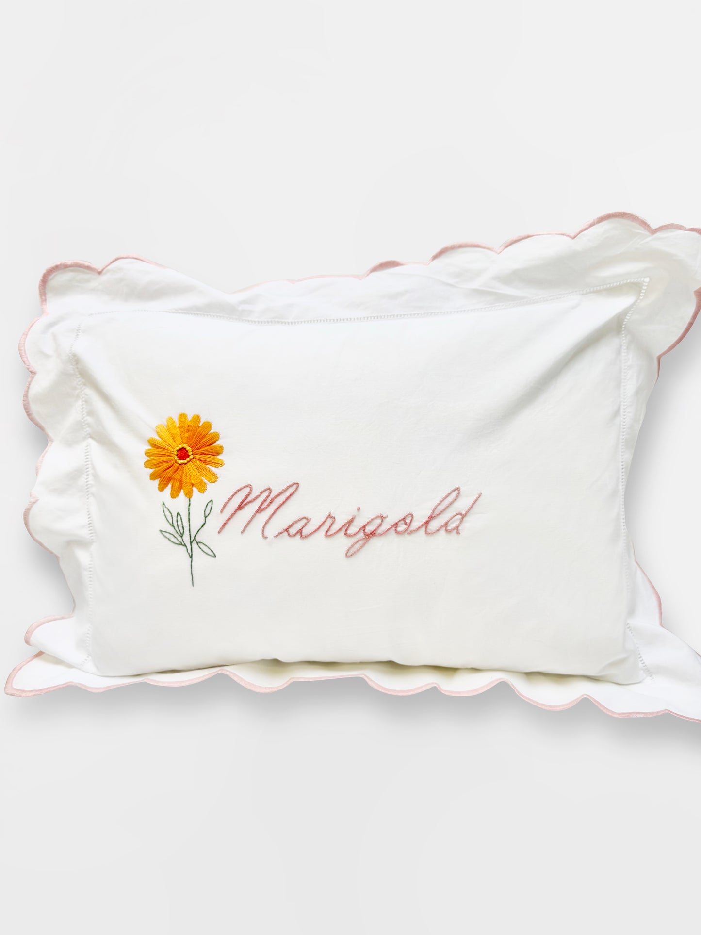 Hand Embroidered Baby Scalloped Pillowcase