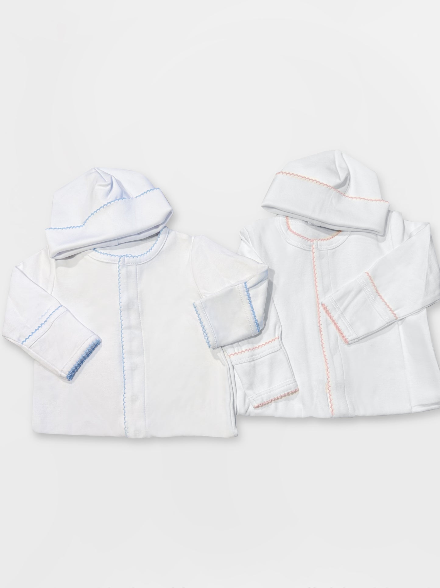 Hand Embroidered Personalised Organic Cotton Babygrow & Hat