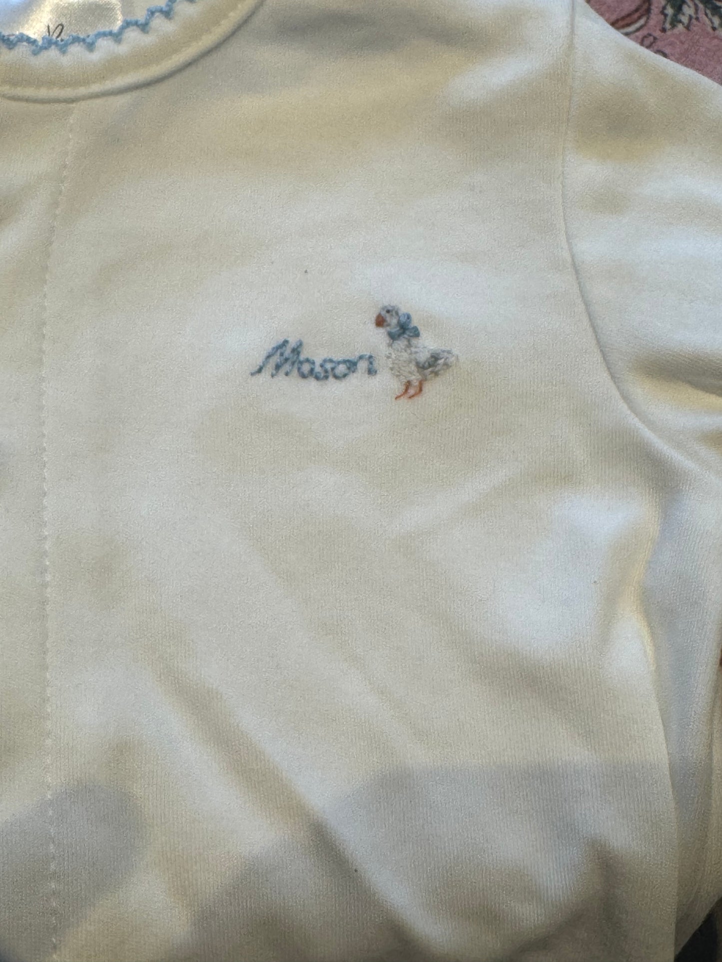 Hand Embroidered Personalised Organic Cotton Babygrow & Hat