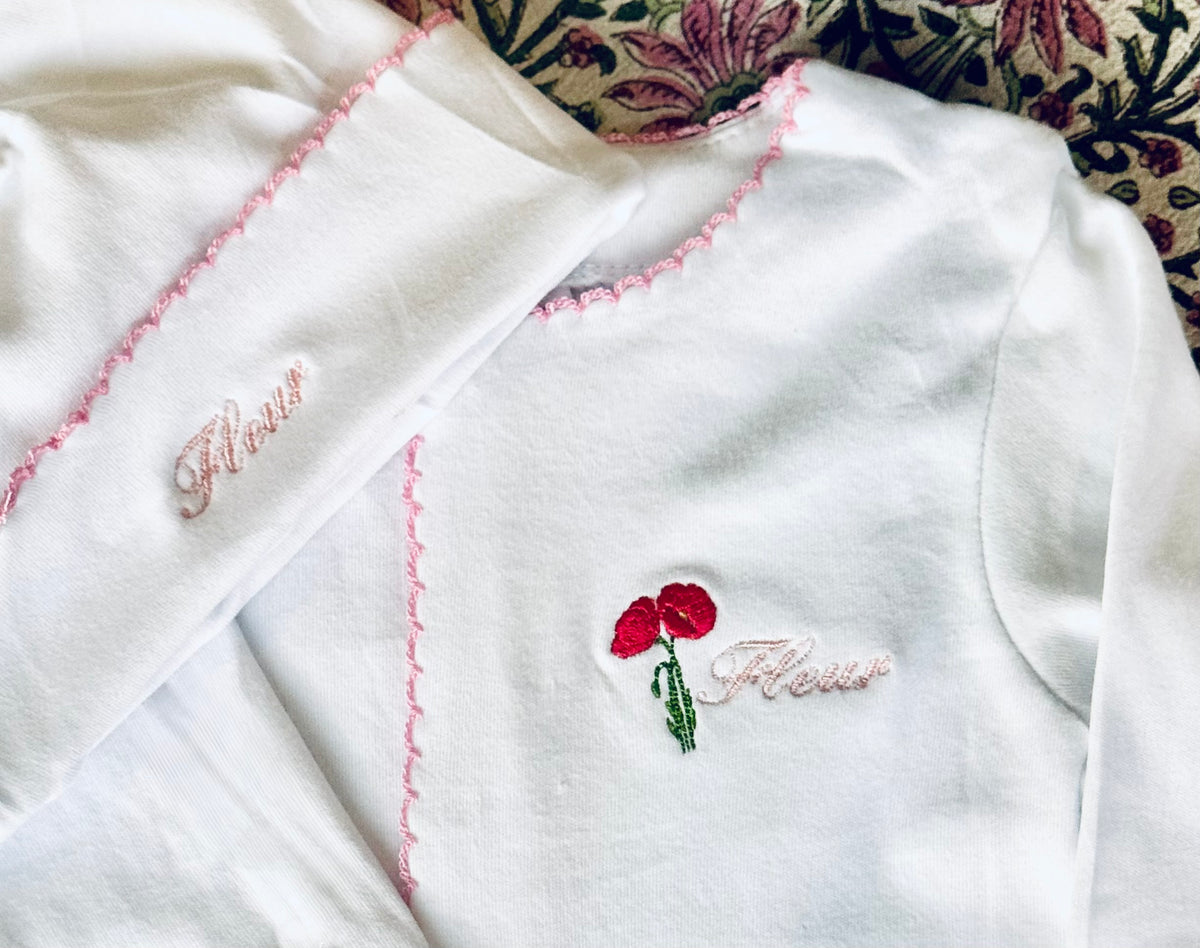 Embroidered Personalised Cotton Babygrow & Hat