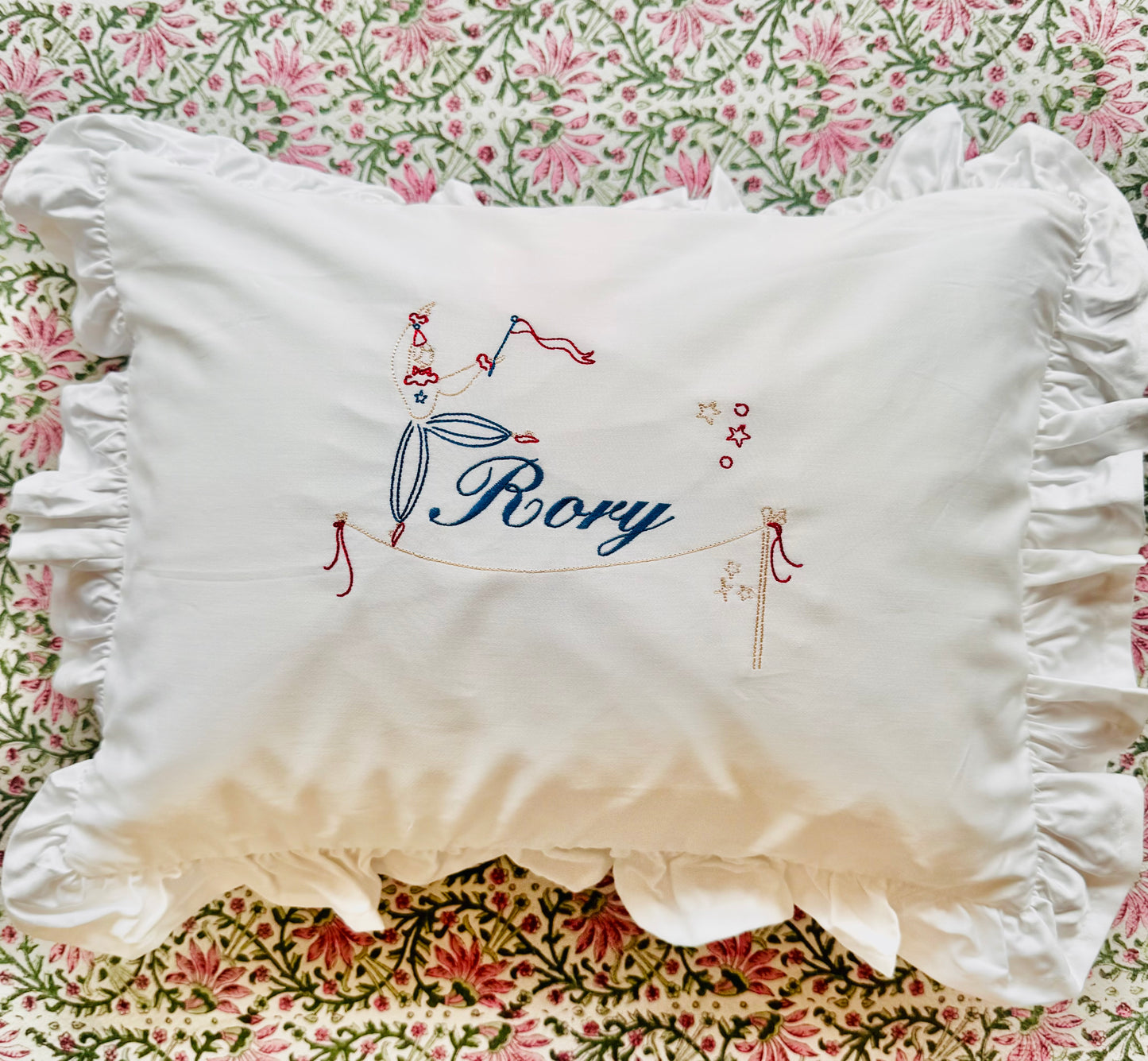 Circus Theme Baby Embroidered Pillow
