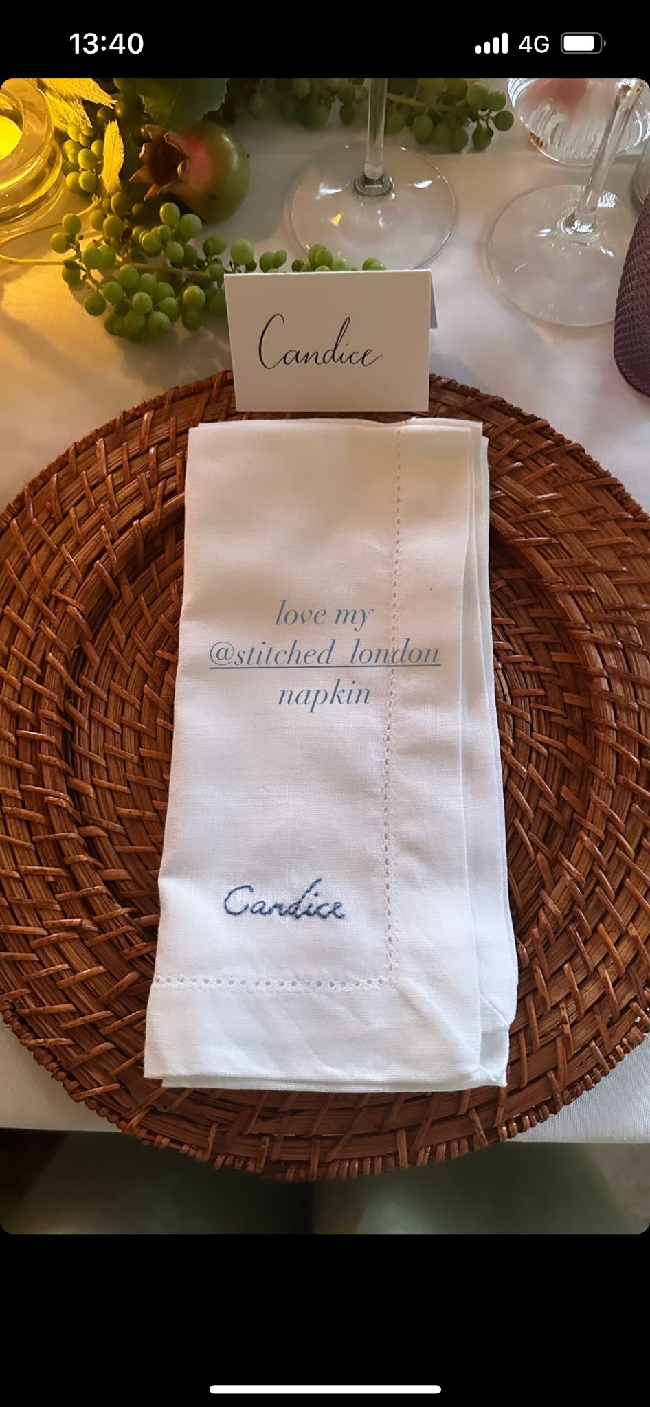 Hand Embroidered Personalised Name Napkins