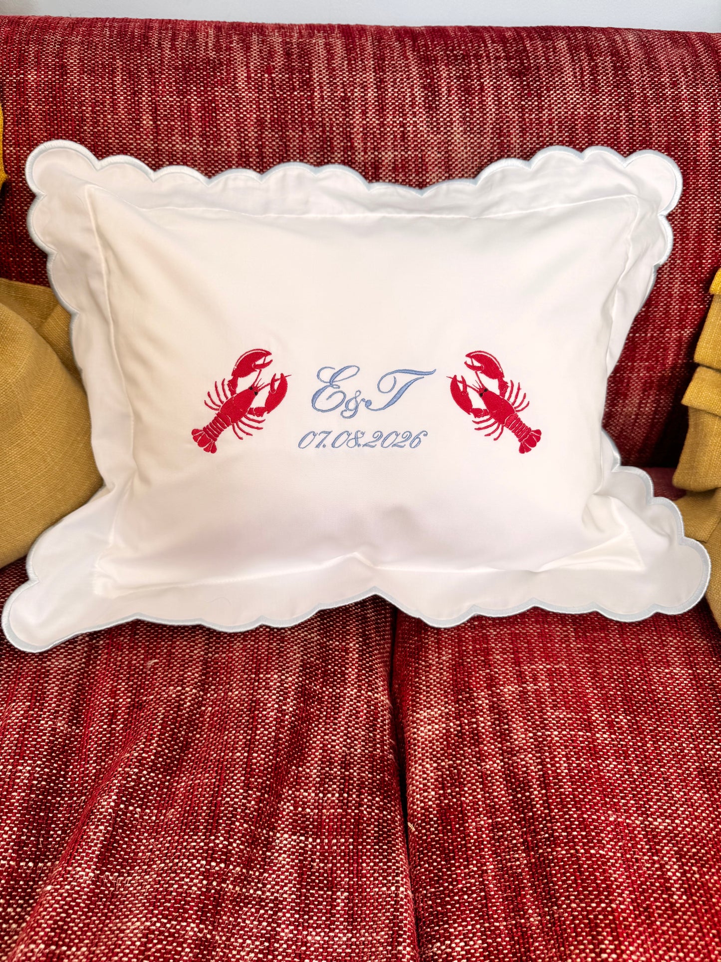 Lobster Embroidered Pillow