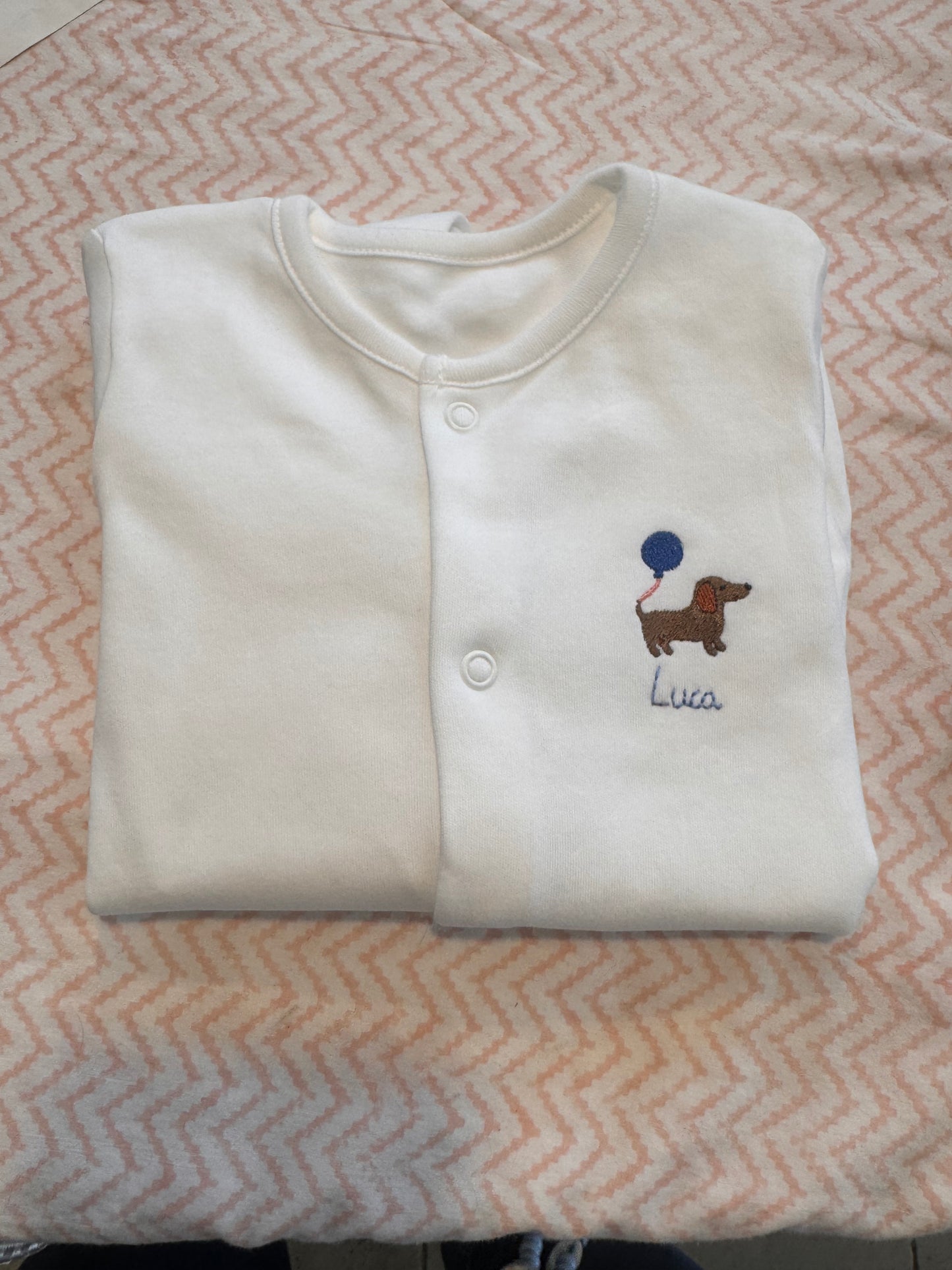 Embroidered Personalised Cotton Babygrow & Hat