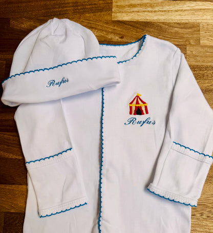 Embroidered Personalised Cotton Babygrow & Hat
