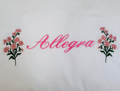 Embroidered Rose Flower Baby Scalloped Pillowcase