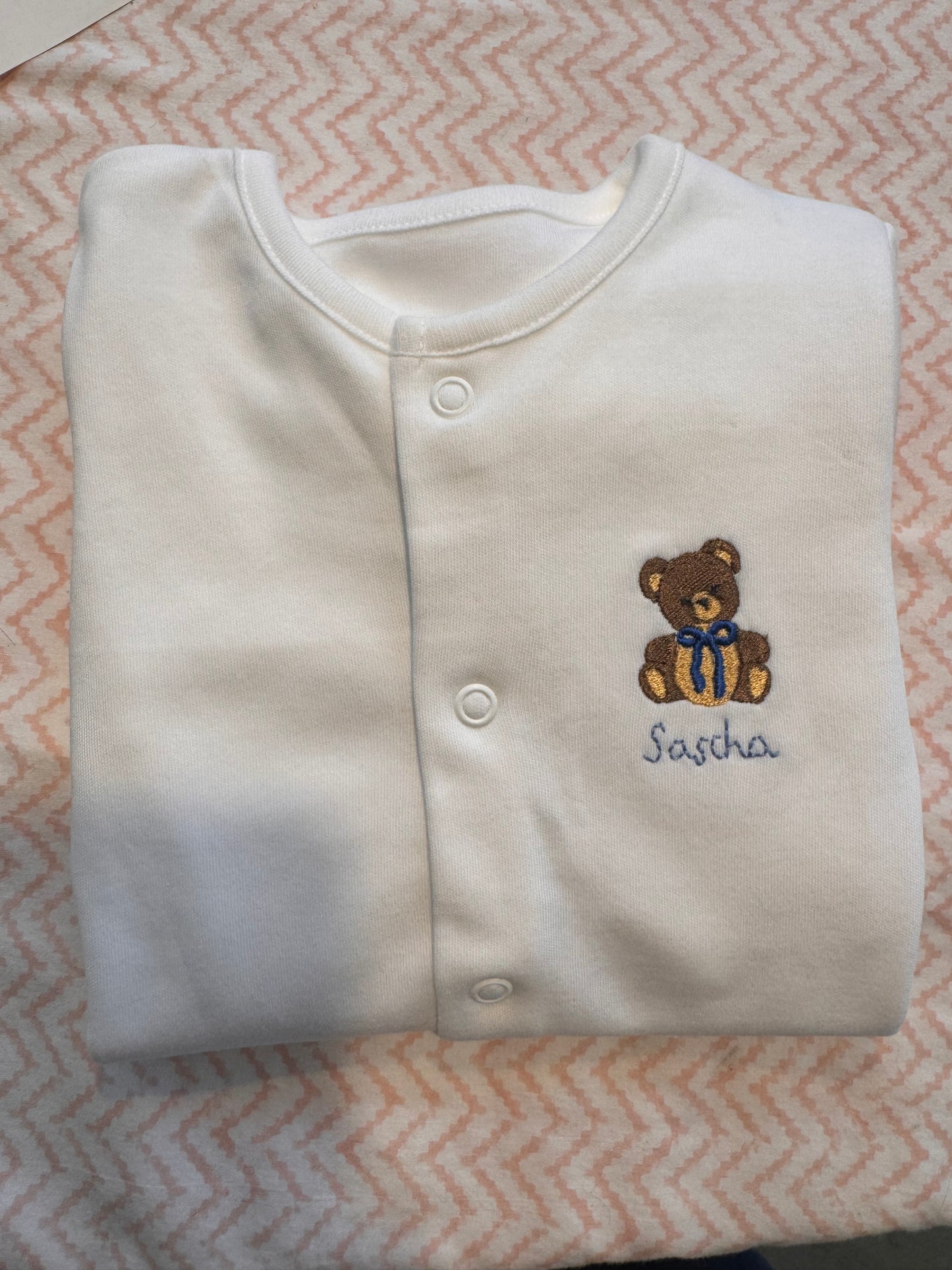 Embroidered Personalised Cotton Babygrow & Hat