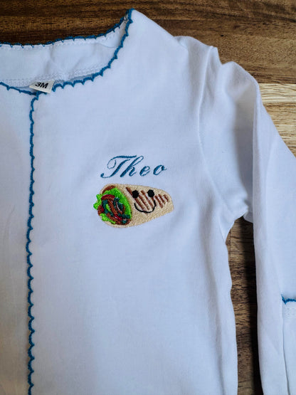 Embroidered Personalised Cotton Babygrow & Hat