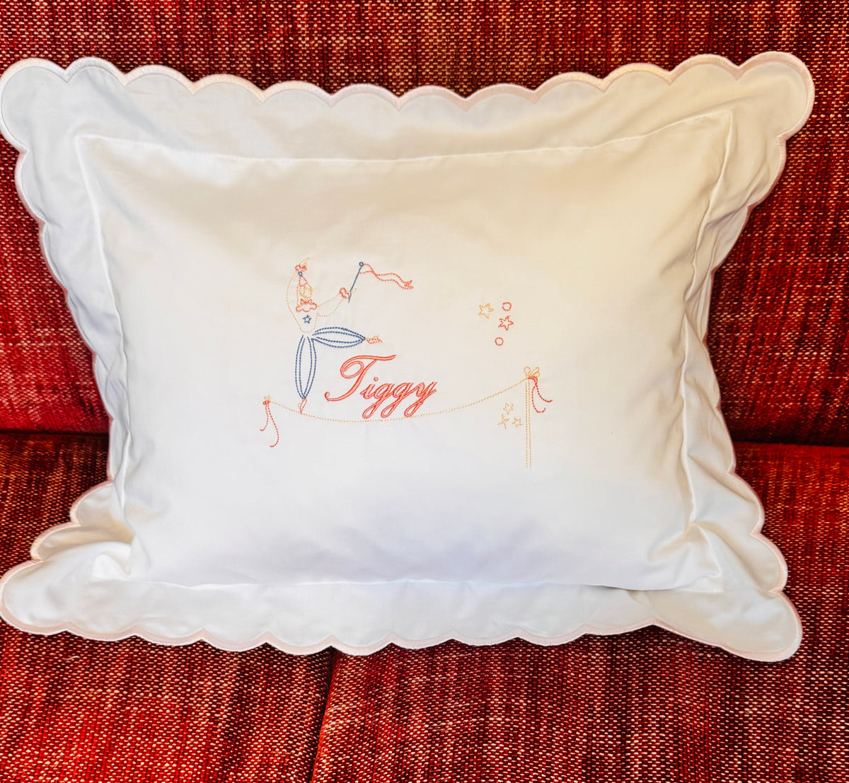 Pink Circus Theme Baby Embroidered Pillow