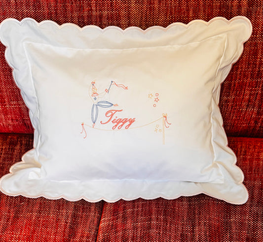 Pink Circus Theme Baby Embroidered Pillow