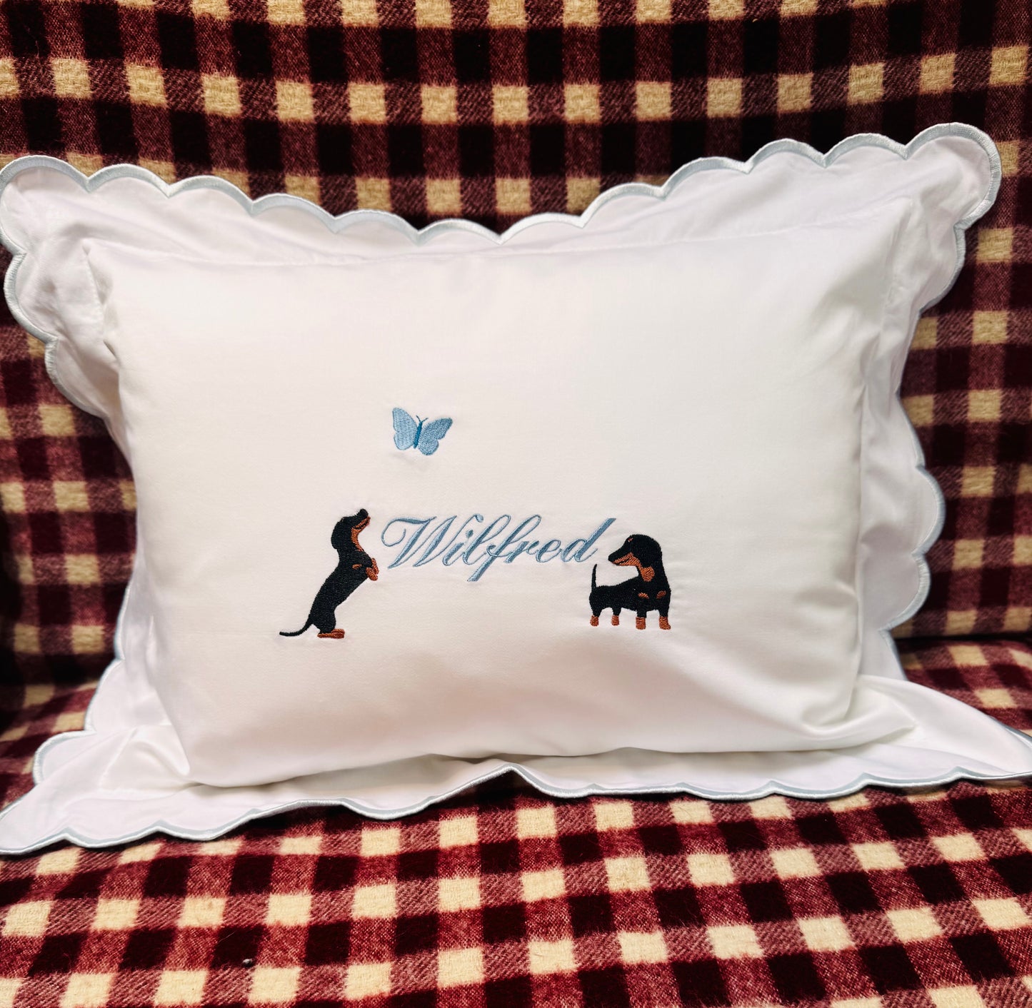 Dachshund Theme Baby Embroidered Pillow