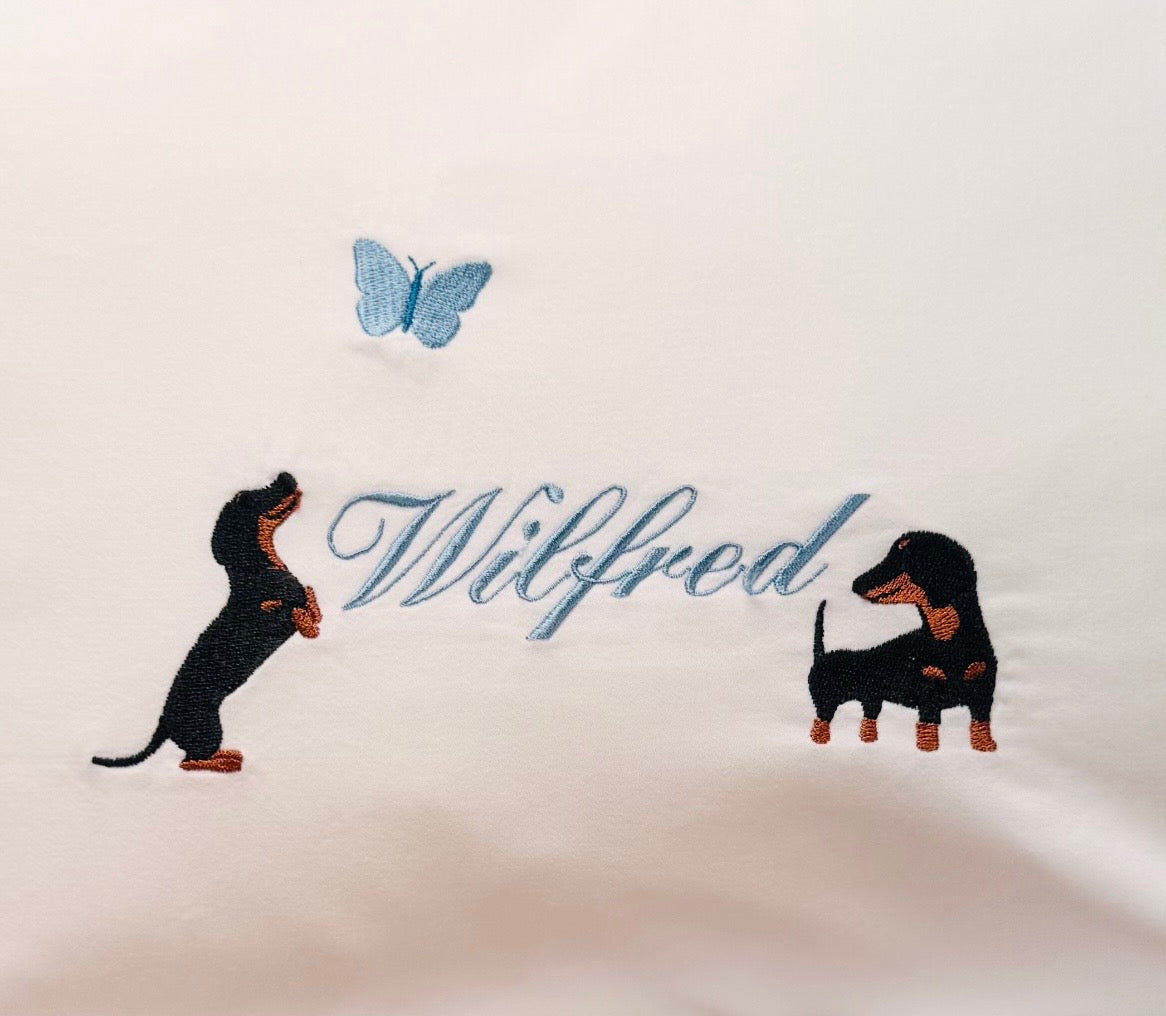 Dachshund Theme Baby Embroidered Pillow