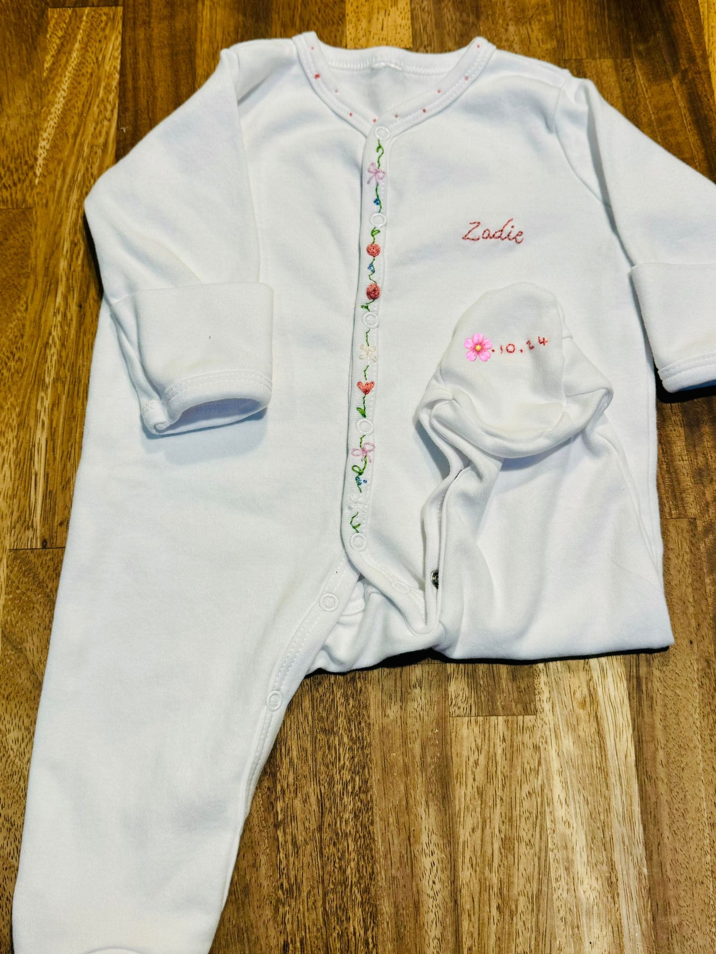 Hand Embroidered Babygrow