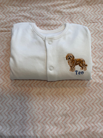 Embroidered Personalised Cotton Babygrow & Hat