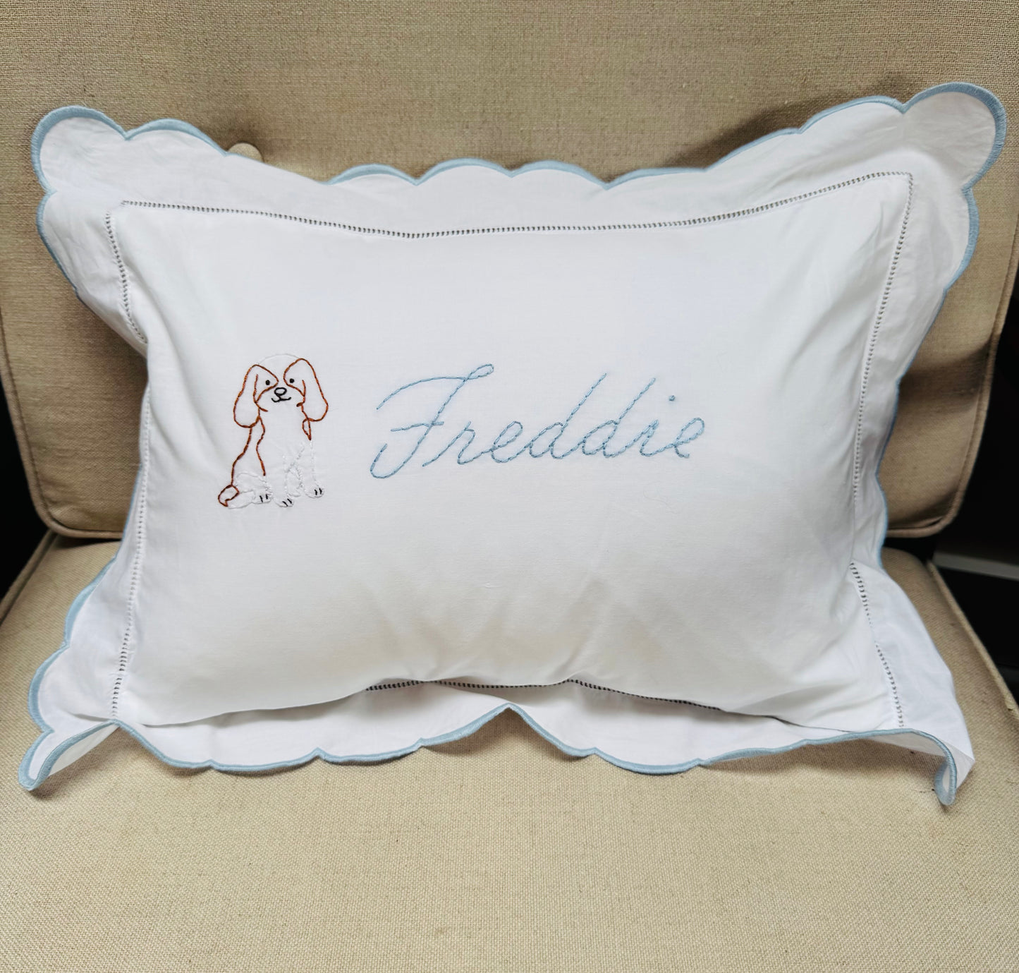 Embroidered Motif Baby Scalloped Pillowcase