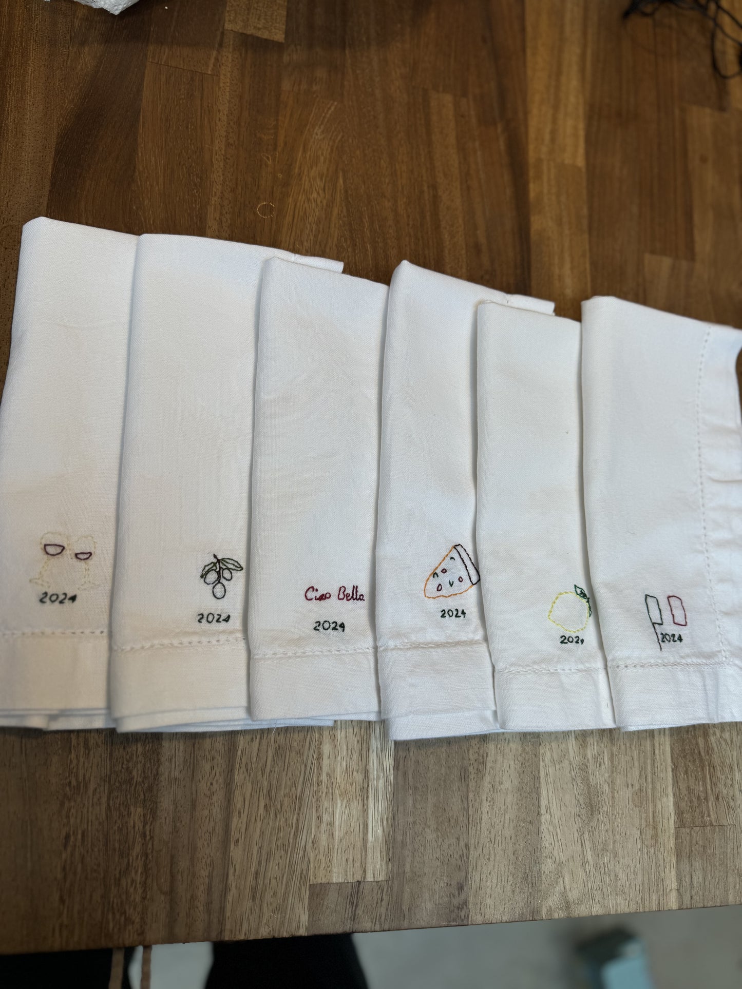 Hand Embroidered Personalised Icon Napkins