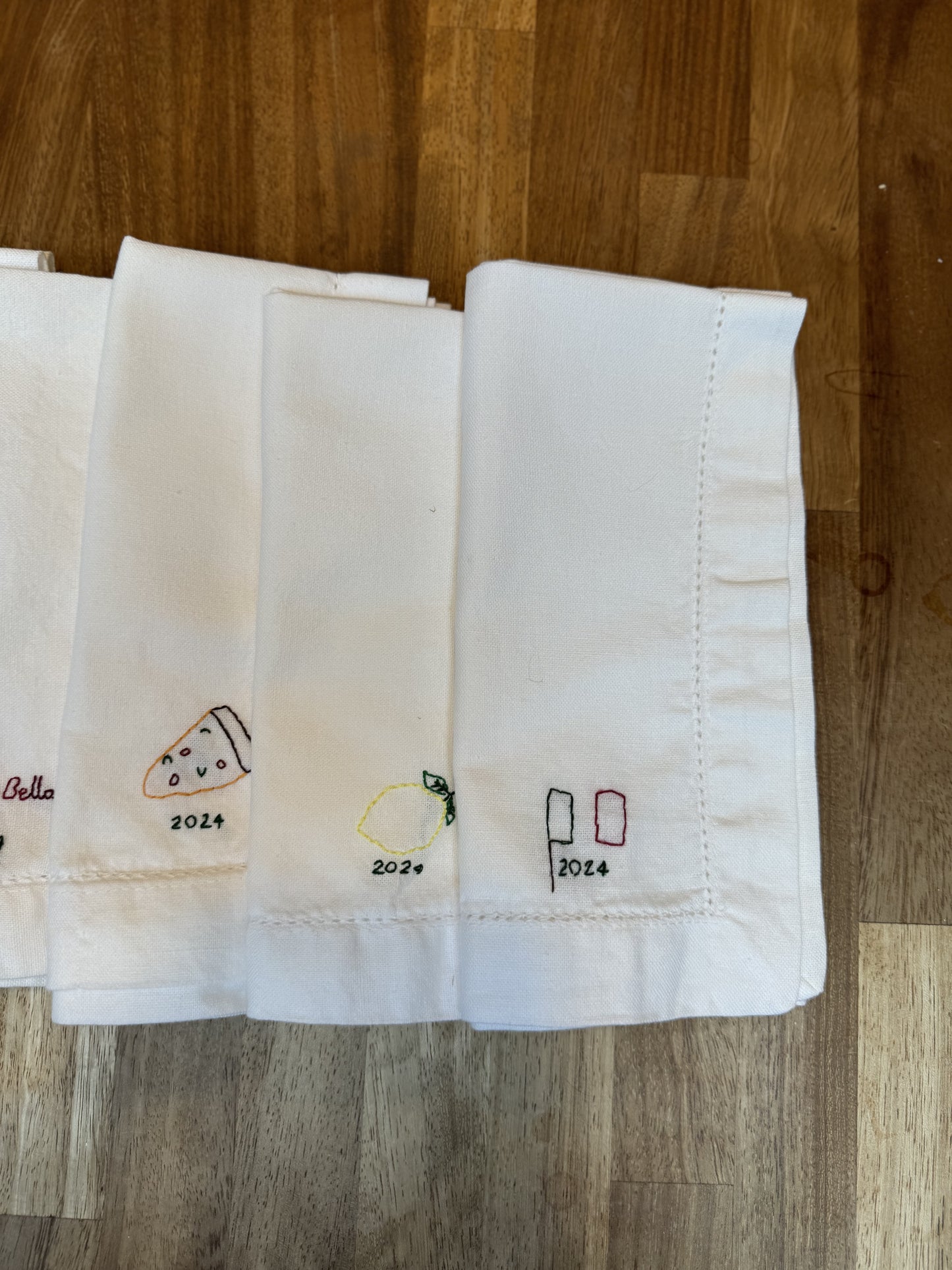 Hand Embroidered Personalised Icon Napkins