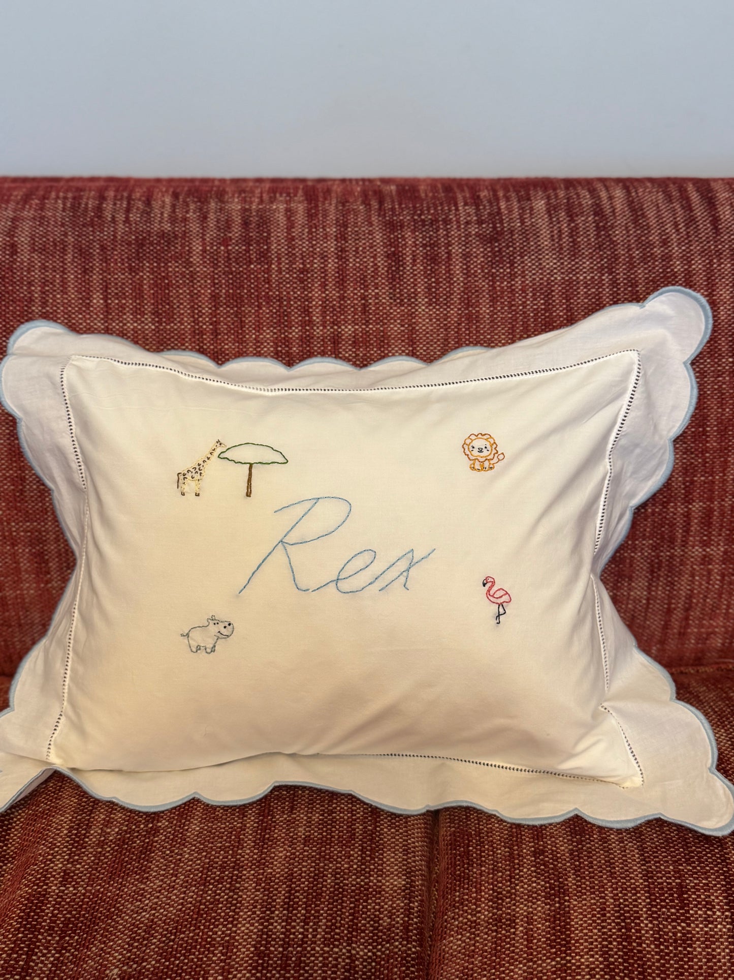 Embroidered Motif Baby Scalloped Pillowcase