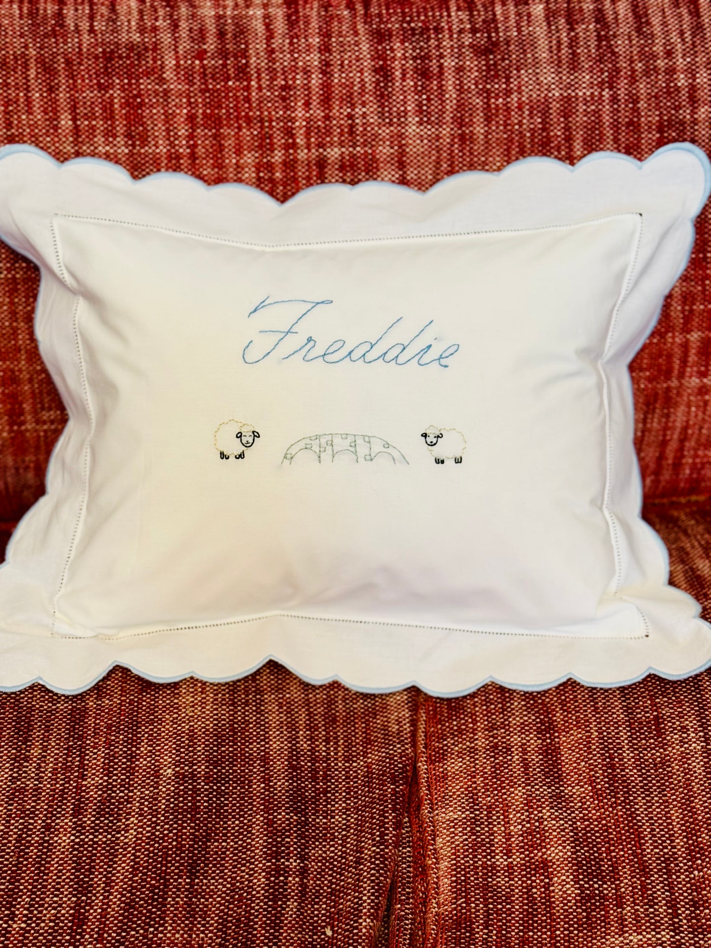 Embroidered Motif Baby Scalloped Pillowcase