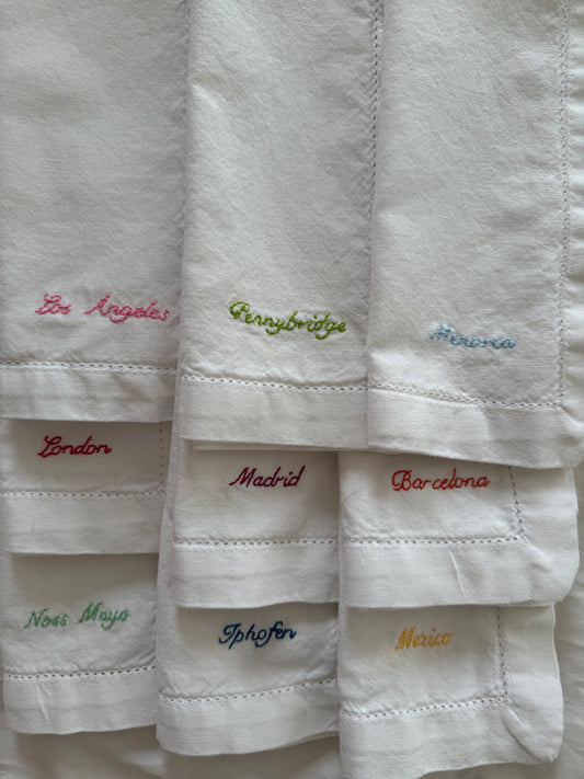 Embroidered Personalised Name Napkins